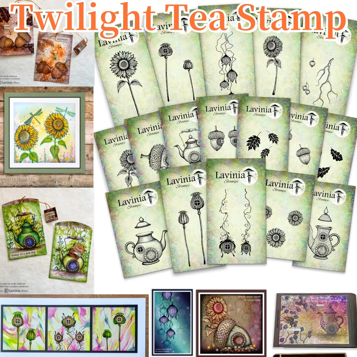 

New Twilight Teapot and Acorn Abode Sunflower Leaf Clear Stamp Cut Die for DIY Scrapbook Craft Decoration Supplies Greeting Card