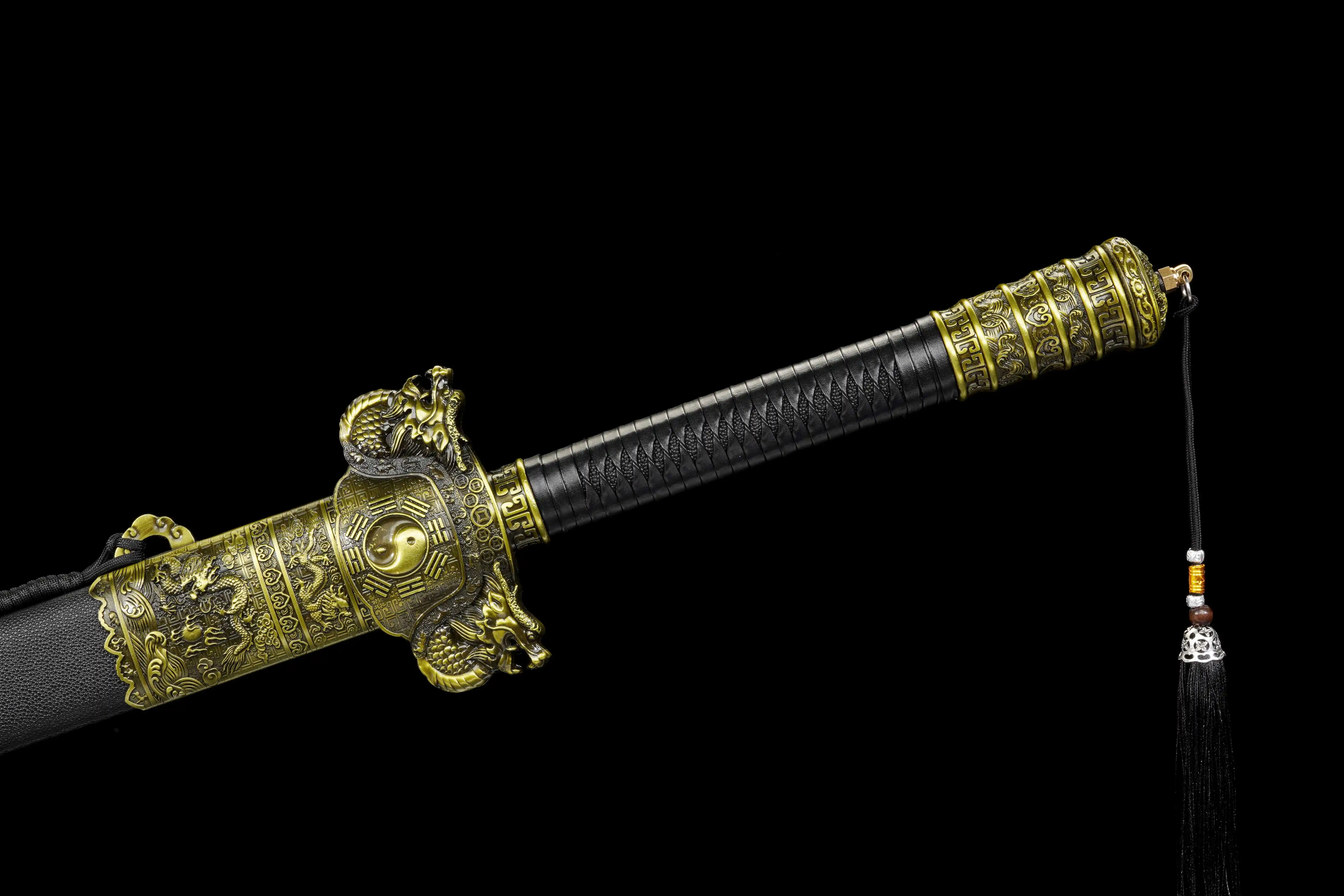 116cm Chinese Taoist Eight Trigrams Great Sword, Lucky Double Dragon Tai Chi Sword, Solid Steel Blade, 2.55Kg, Unsharpened