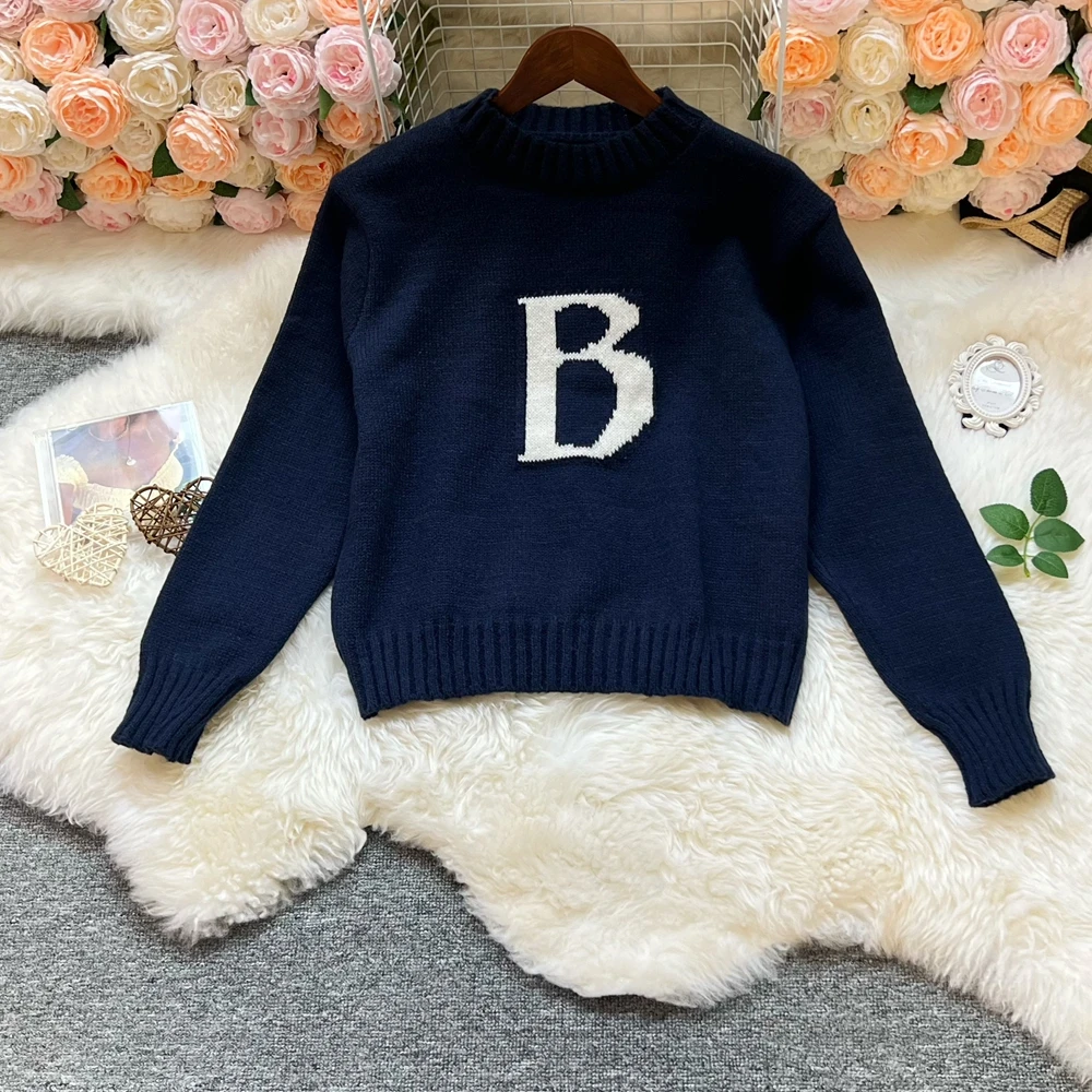 YuooMuoo Maglioni da donna 2025 Autunno Inverno Lettera lavorata a maglia Pullover a maniche lunghe Top Maglioni femminili Streetwear Abiti da donna