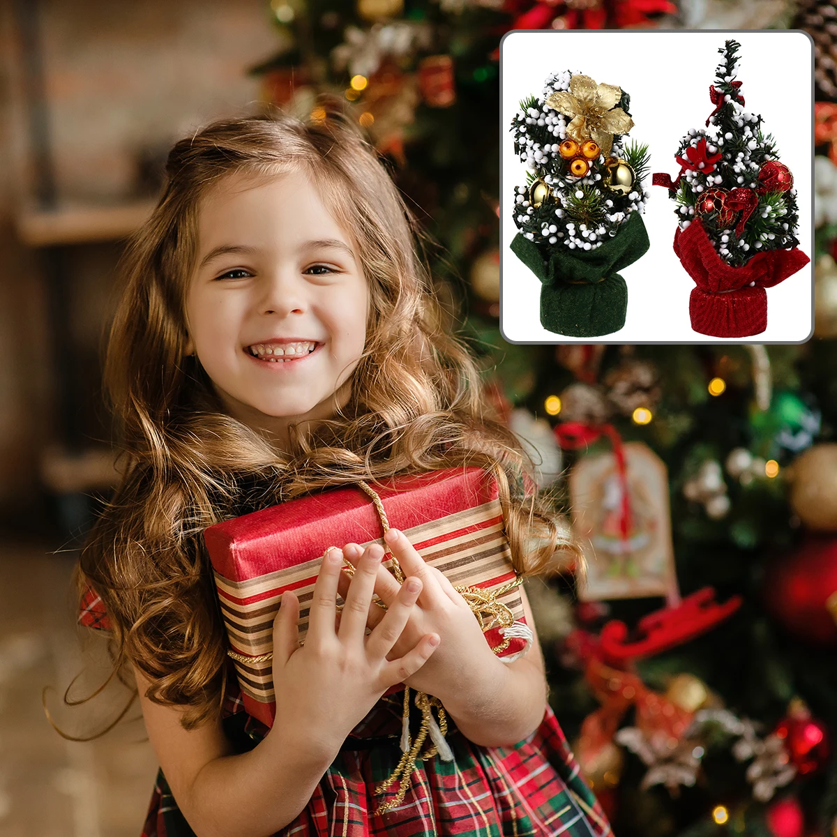 

Mini Christmas Tree Ornaments Xmas Decor Artificial Festival Supplies Table Top