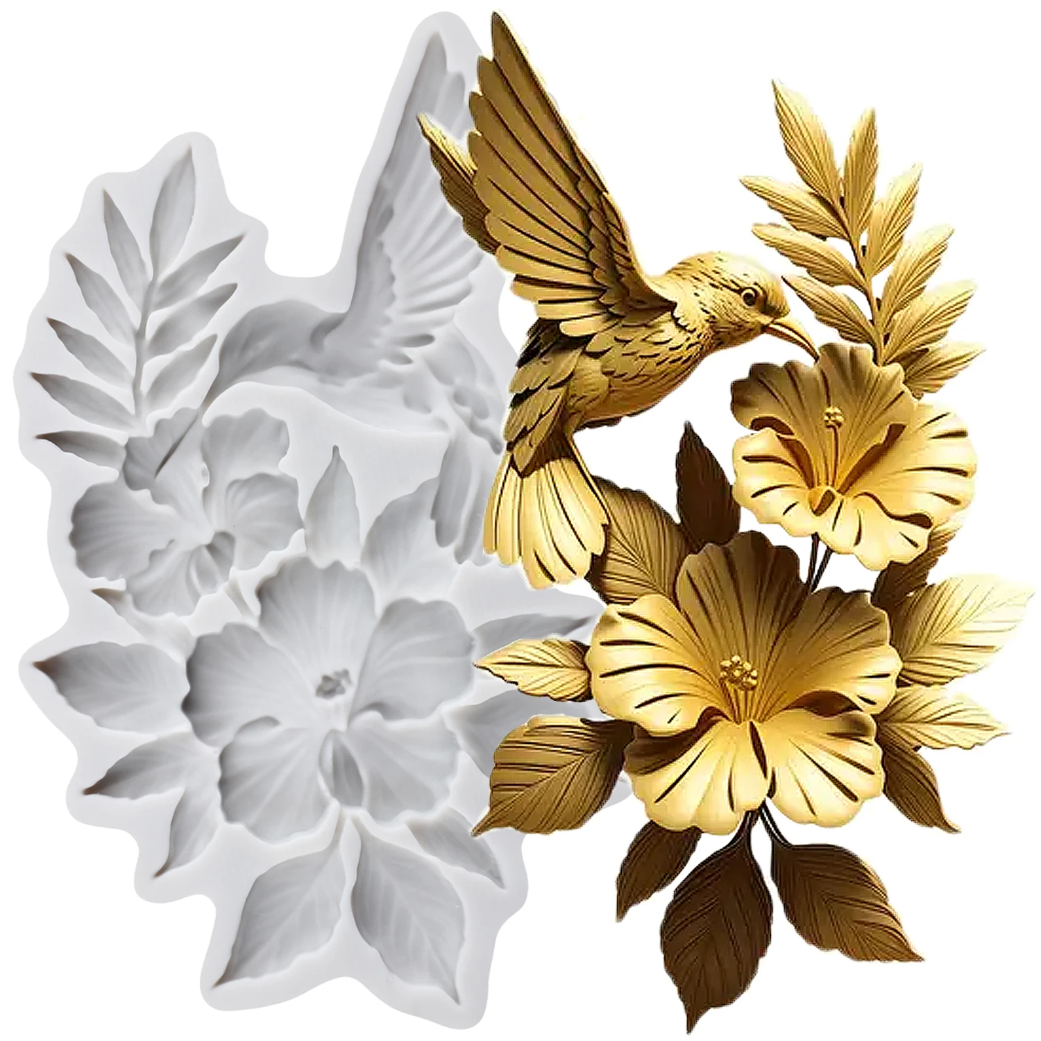 Moules en Silicone colibri, fleur, Fondant, outils de décoration de gâteaux, décoration de Cupcake, artisanat au chocolat, pâte de gomme, argile polymère