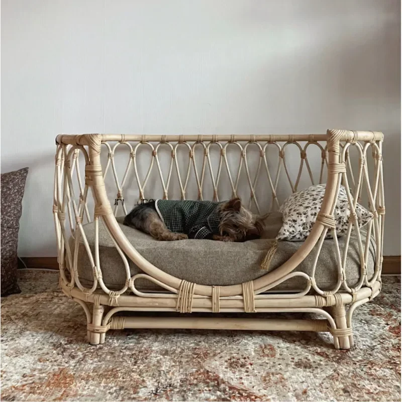 

Ins High Beauty Cat's House Handmade Vine Weaving Cat Kennel Cat And Dog Universal Pet Bed Stable And Durable Cat Princess Bed