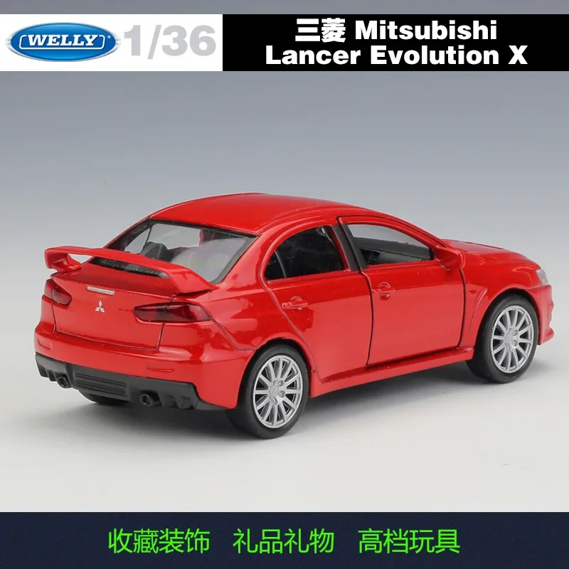 Welly 1:36 Mitsubishi Lancer Evolution X liga puxar para trás brinquedos modelo de carro veículos B24