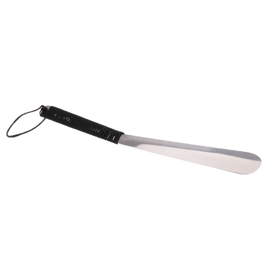 لبيسة حذاء بمقبض طويل من الفولاذ المقاوم للصدأ للجنسين مع مقبض باراكوردا بوق حذاء محمول