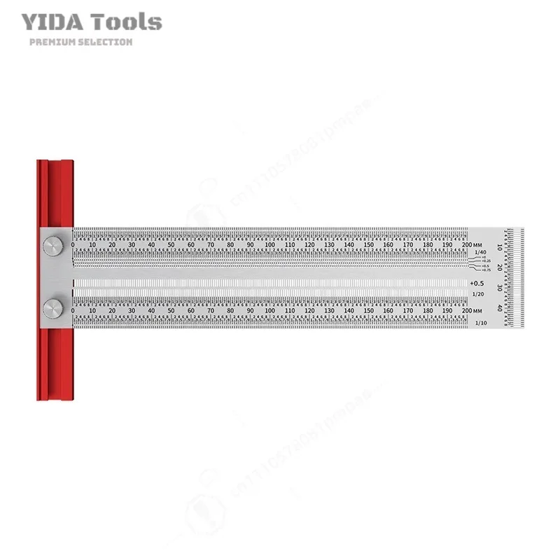 YIDA Stainless Steel Hole Marking Ruler Woodworking Fence Square Scribing Position Measuring Scale