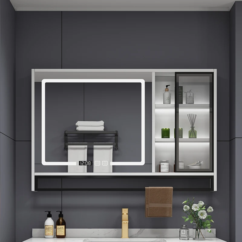 Sanitation Defogging Bathroom Cabinets Extraction Hole Home Furniture Smart Light Bathroom Cabinets Locker Wall Miroir De Salle image 5