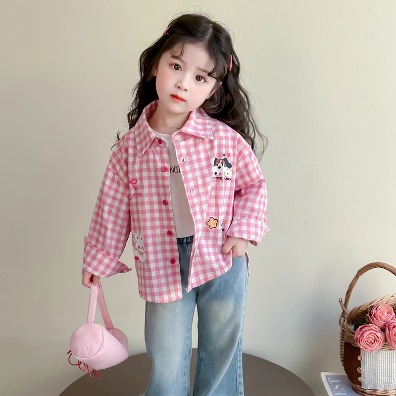 

Baby Girl Long Sleeves Shirt Girl Casual Fashion Shirt Child Spring& Autumn Top Princess Softy Cotton Blouse Toddler Size 2-9Y