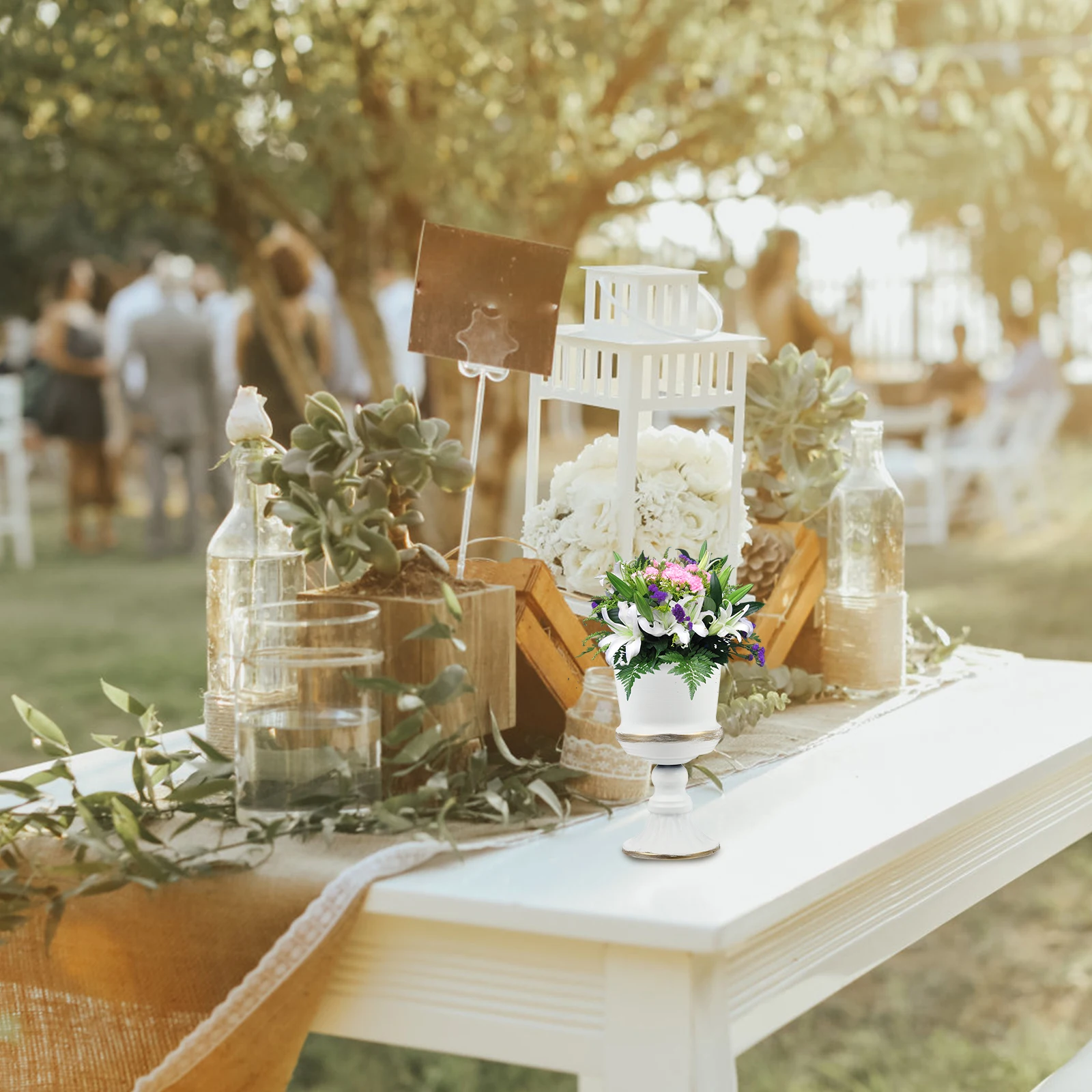 

Vase Ornaments Commemorative Decoration Pedestal Vases Flower Glass Vintage Pot Tabletop Metal Wedding Iron Trumpet