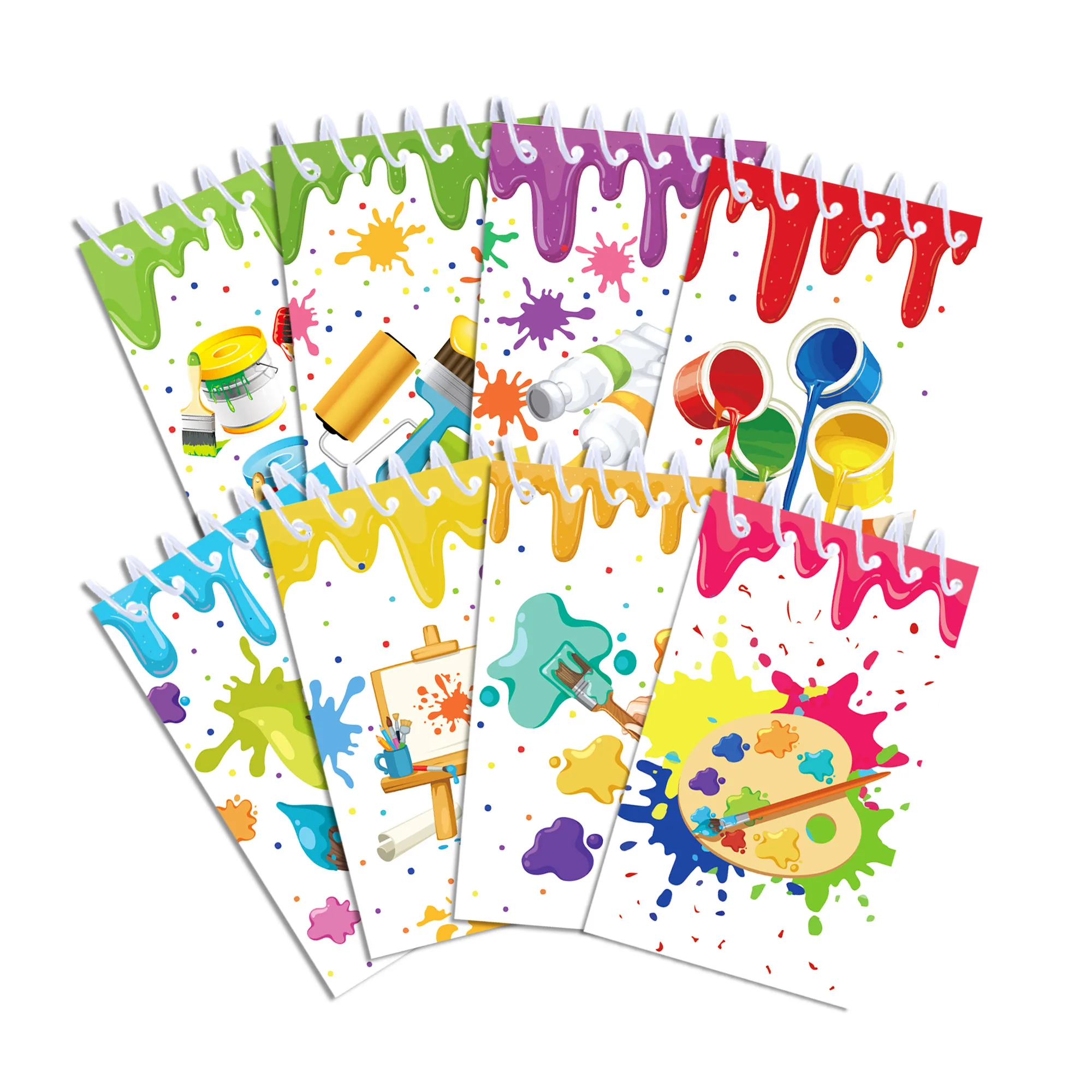 8 pz Arte Tavolozza di Colori A Tema Mini Spirale Tasca Notebook Memo Pad Bobina Libretto Notepad Per Ufficio di Cancelleria Scuola Diari