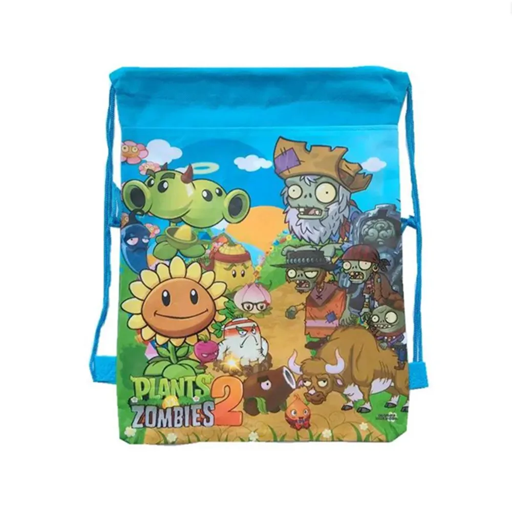 1 Pc Cartoon Plants VS Zombies Action Figures Nylon Bags Pull String Bag Opening Simple Convenient Storage Bag Gift Toy view 3