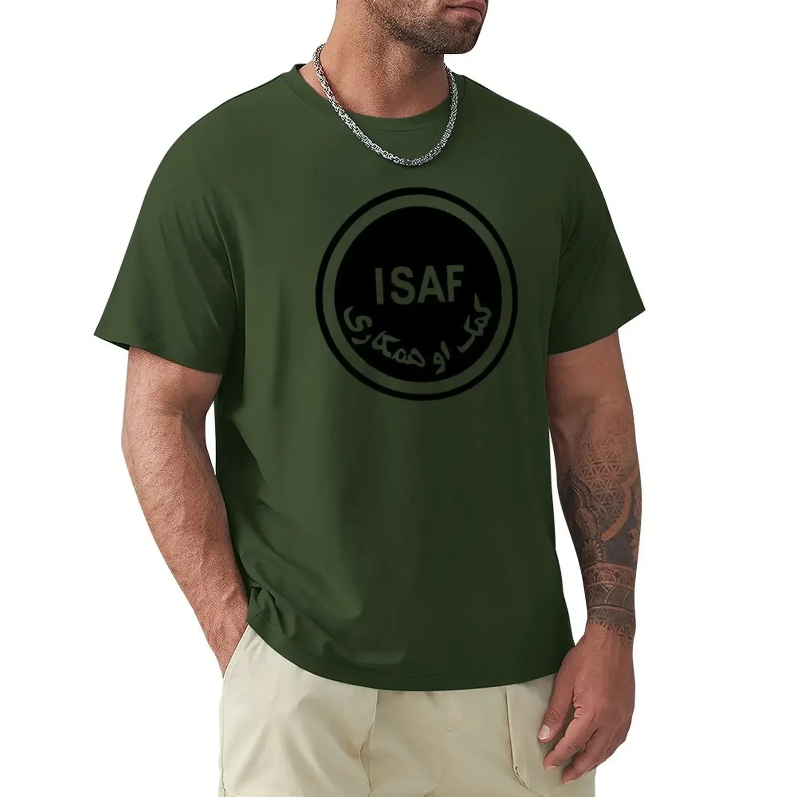 ISAF deployment soldier T-Shirt heavyweights men graphic oversized boys whites mens workout shirts heavyweight Round Neck 2024