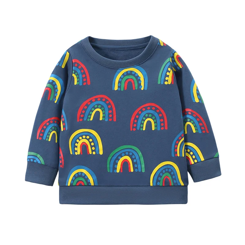 

Jumping Meters 2-7T Rainbow Print Girls Sweatshirts Autumn Spring Children's Hooded Long Sleeve Toddler Kids Shirts Costume