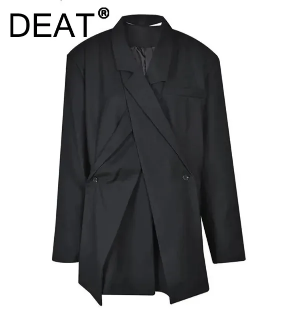 

DEAT Fashion Women's Blazer Detachable Suit Collar Double Breasted Loose Deconstruction Suit Jackets Autumn 2024 New 17A5353