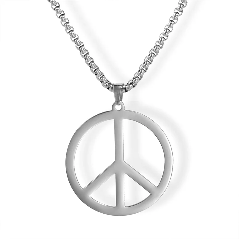 

1Pcs Silver color Peace Sign Necklace - Unisex, Adult, ,Punk, Hip Hop Style Hippie Party Accessories Jewelry