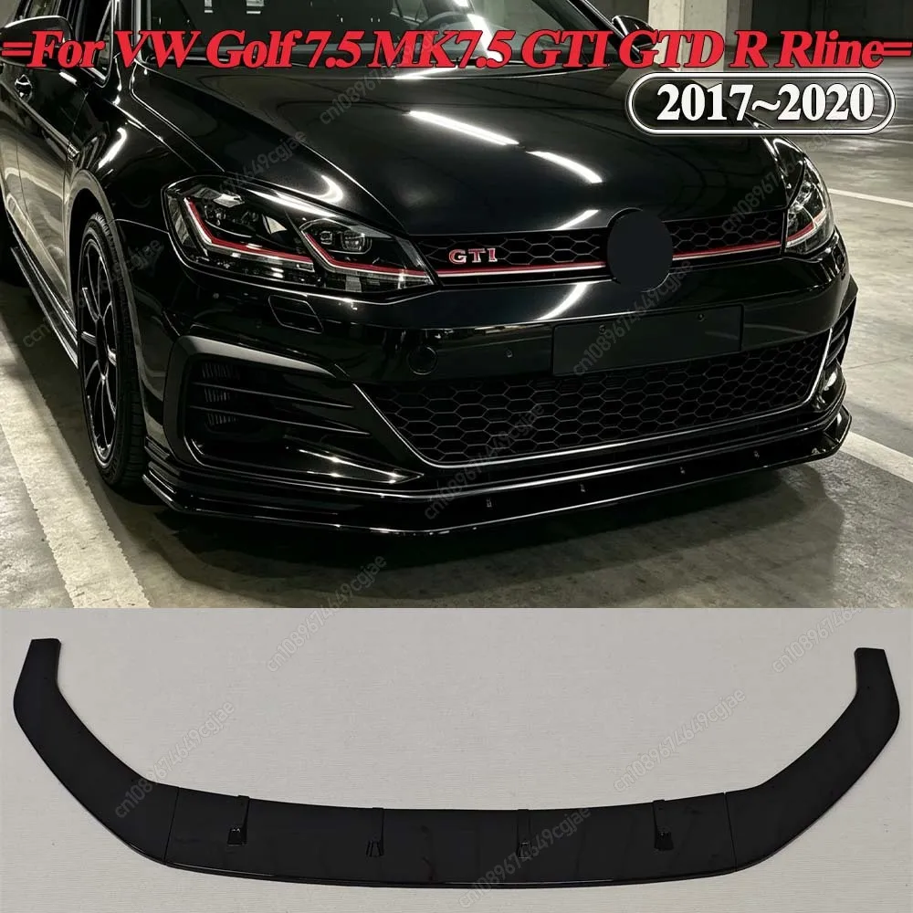For VW Golf 7.5 MK7.5 GTI GTD R Rline 2017 To 2020 ABS Trims Maxton Style Front Bumper Splitter Lip Chin Canard Spoiler Diffuser