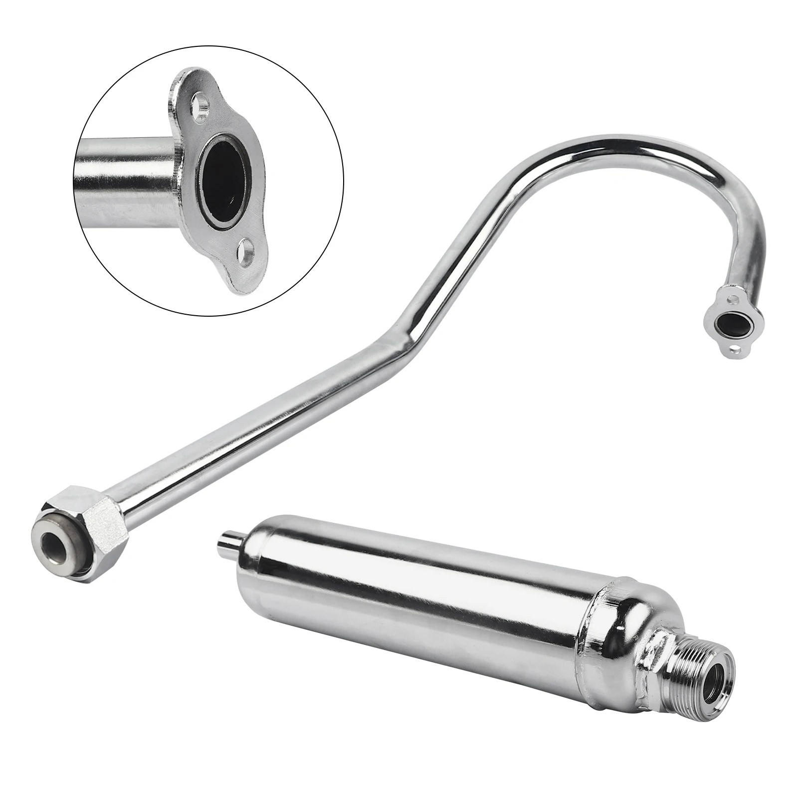 Motorcycle Muffler Chrome Exhaust Pipe Silencer for 2 Stroke Engine 49cc 50cc 60cc 66cc 80cc Bike Motorized Bicycle Exhaust