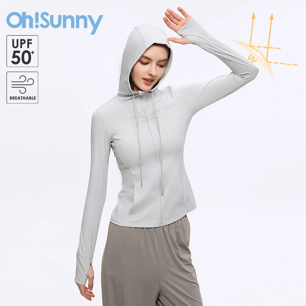 

OhSunny Slim Fit Jackets 2024 Spring Summer New Coolchill-160 Sun Protection Anti-UV Long Sleeve Coat for Women Outdoor Sports