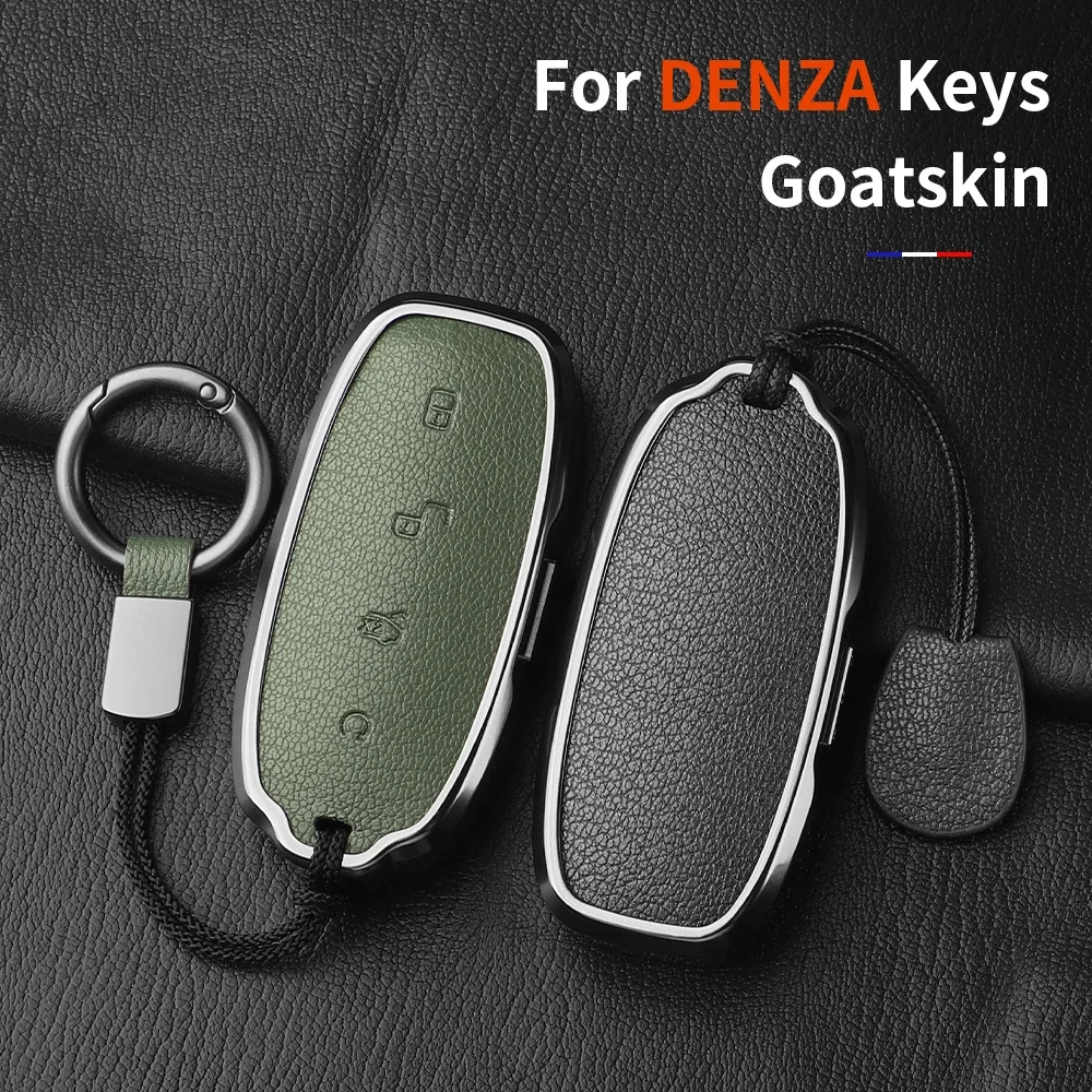 

Aluminum Alloy Goatskin Car Key Case Cover For BYD Denza D9 DM-i 2022 2023 N7 N8 Car Key Protection Shell Accessories