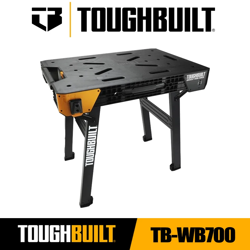 TOUGHBUILT TB-WB700 QuickSet Work Bench Large Work Surface Metal Legs Instant Set Up And Fold Away Tool Accessories