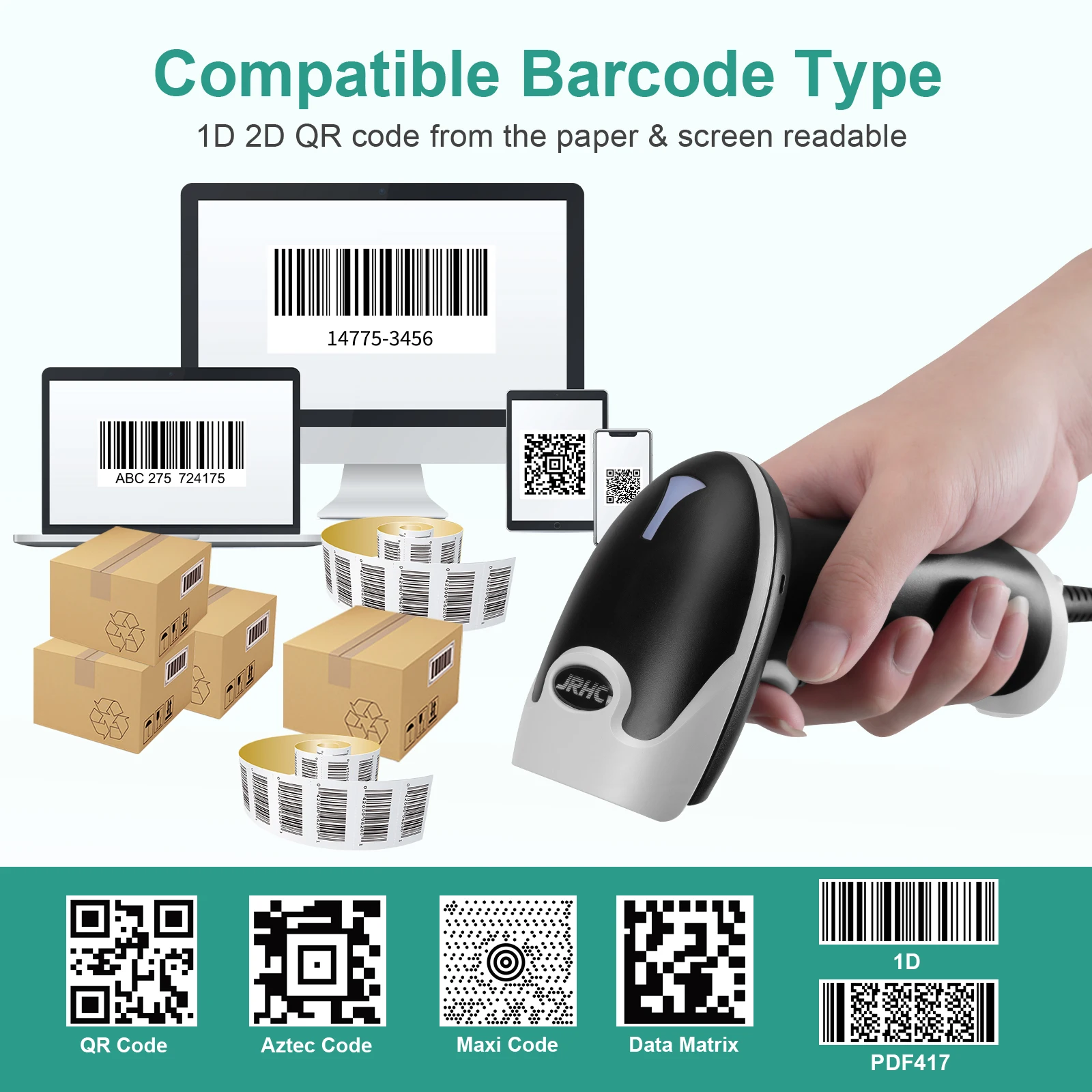 Bluetooth Barcode Scanner Wired 2.4G Draadloze 1D/2D Cmos Psp Bar Code Qr PDF417 Reader Voor Inventaris Pos supermarkt