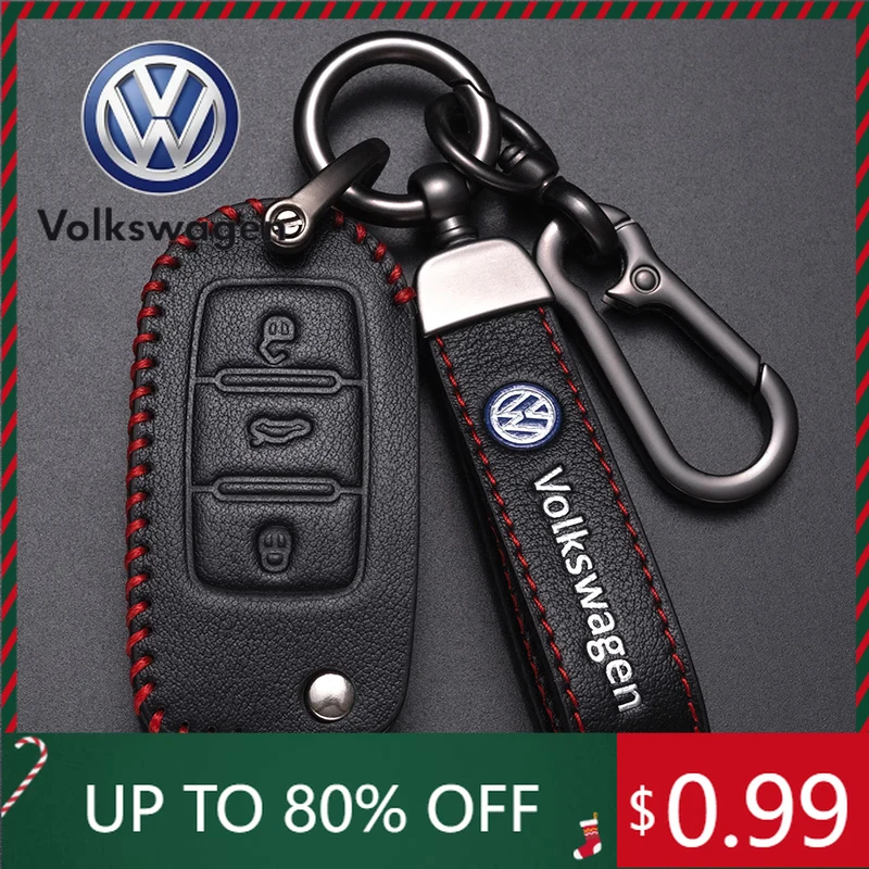 

For VW Volkswagen Jetta MK5 Golf Leather Car smart Key Case Car Key Full Cover for VW Volkswagen Polo Tiguan Passat Golf Jetta L