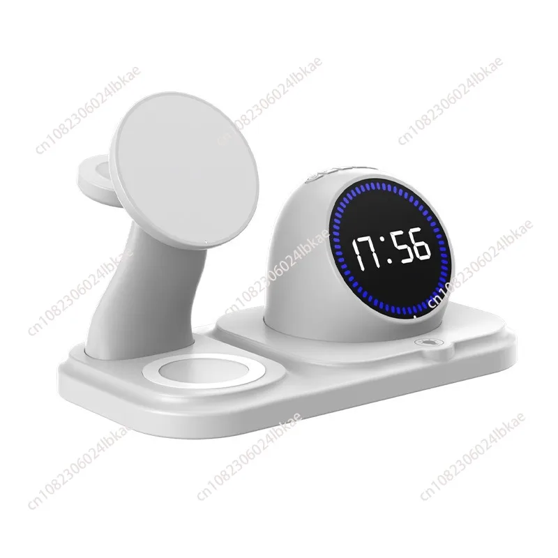 

Магнитные часы с беспроводной зарядкой «шесть в одном», обратный отсчет RGB Bluetooth-динамик, многофункциональная настольная беспроводная зарядка