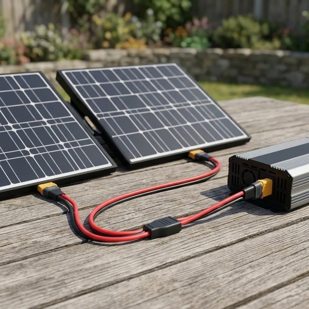 14AWG For XT60 Y Splitter Cable 1F to 2M for Solar Panels Portable Power Stations Drones and DC Power Distribution