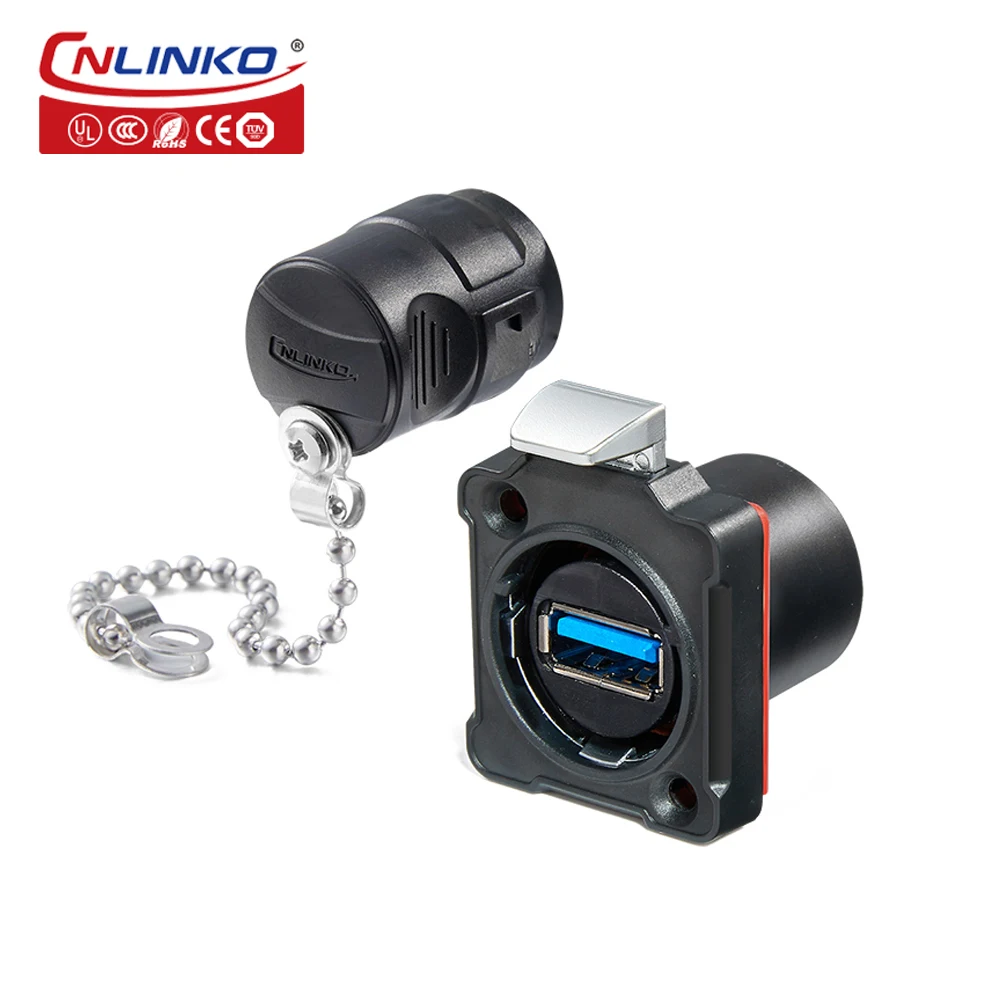 CNLINKO M24 Waterproof Solder USB Connector USB 3.0 Data Transfer Male Plug with Extended Cable Female Socket Charging Connector