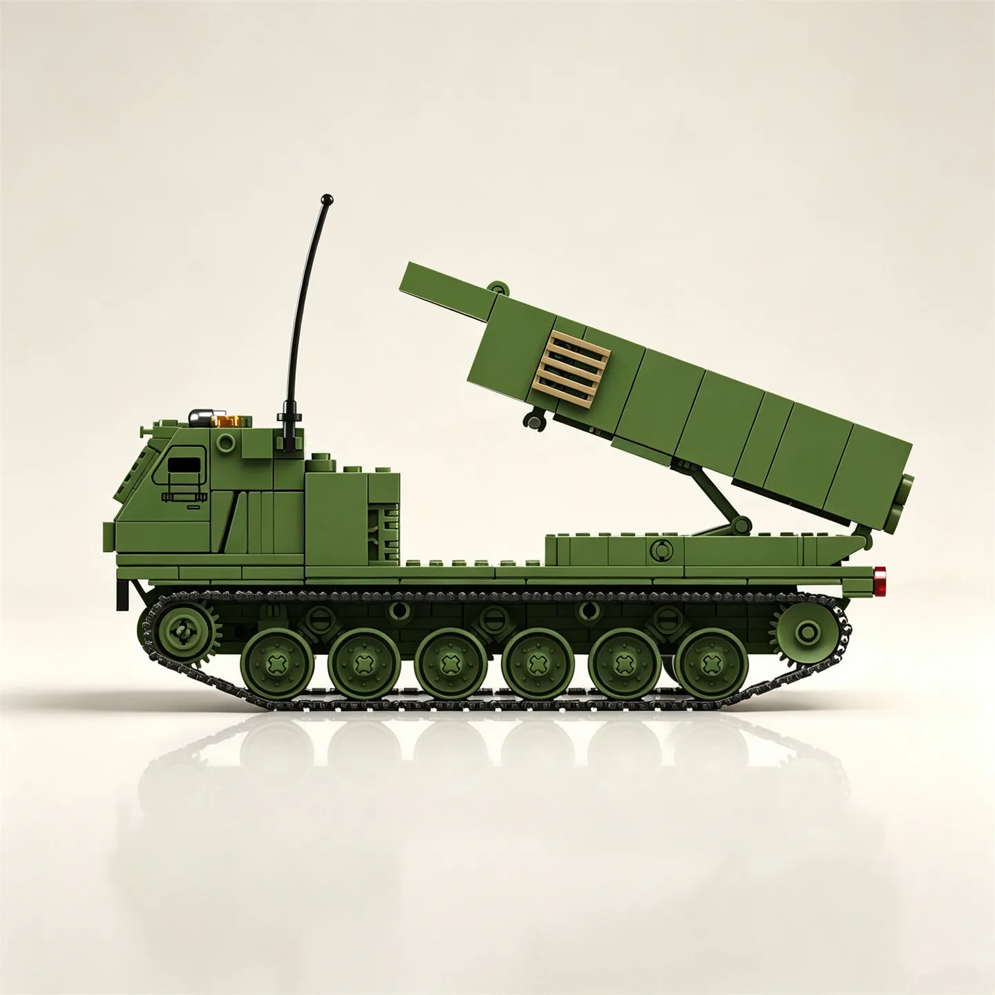U.S. M270 Multiple Launch Rocket System Assembly Model Building Blocks; M2 Infantry Fighting Vehicle Modified MOC Toy view 4