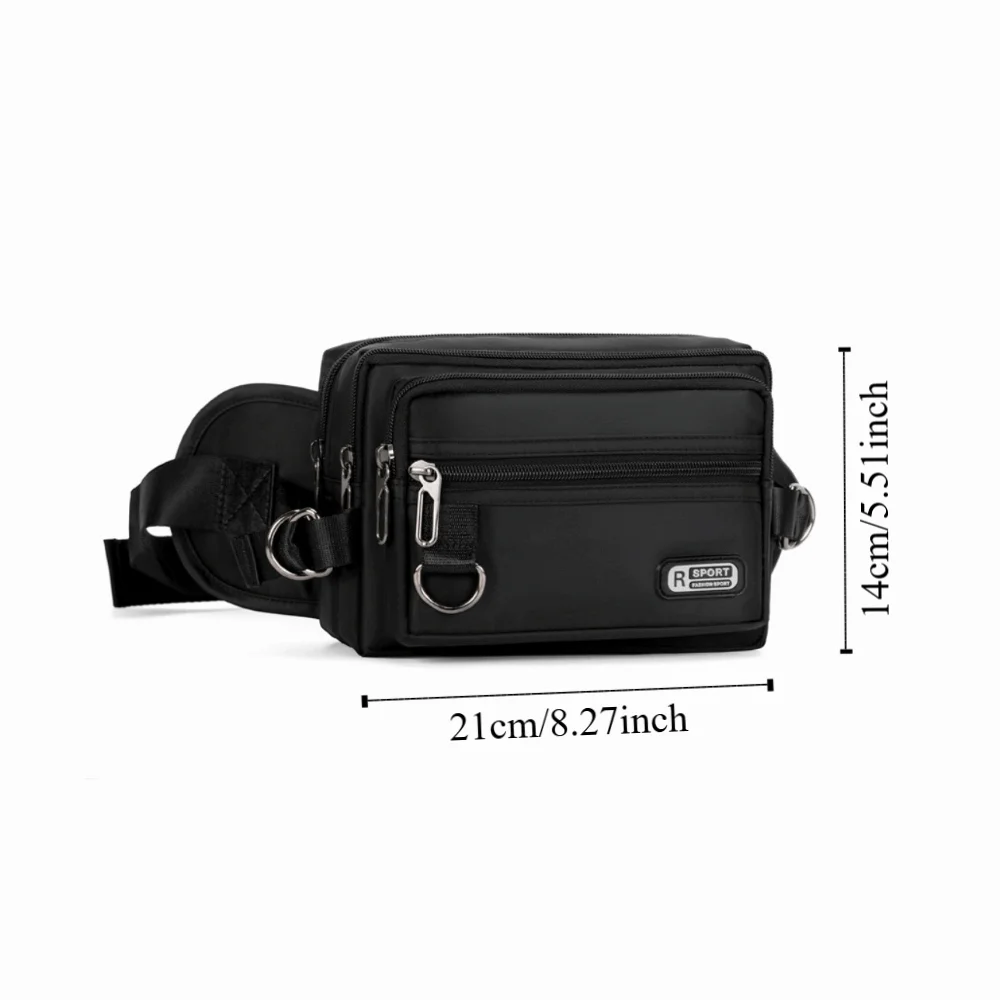 سعة كبيرة الرجال الخصر حقيبة مقاوم للماء خفيفة الوزن الرجال حقيبة صدر للرجال Crossbody أكسفورد القماش حزمة مراوح ركوب الخيل في الهواء الطلق #5