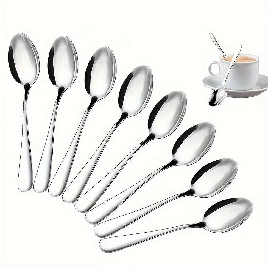 

8-piece Stainless Steel Coffee Spoon Set Dishwasher Safe Suitable for Family Gatherings and Festaurants (5.3 inches)