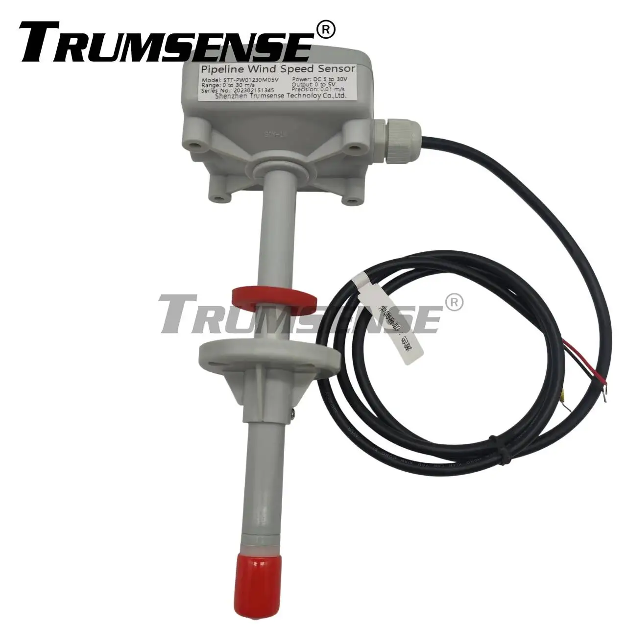Trumsense STT-PW01230M05V 0 to 30 mps 5 to 30V Power 0 to 5V Output High Precision Pipeline Anemometer Ducted Wind Speed Sensor