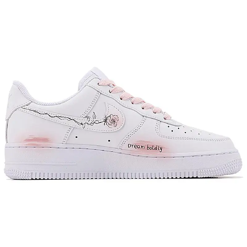 【Customize】Nike Air Force 1 Skateboarding Shoes Women's Low-top White/pink Sneakers shoes DD8959-100