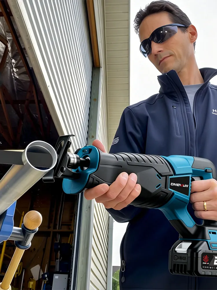 ONEVAN 10000SPM Elektrische Säbelsäge Akku-Kettensäge Metallrohrschneider Multifunktionswerkzeug für Makita 18V Akku