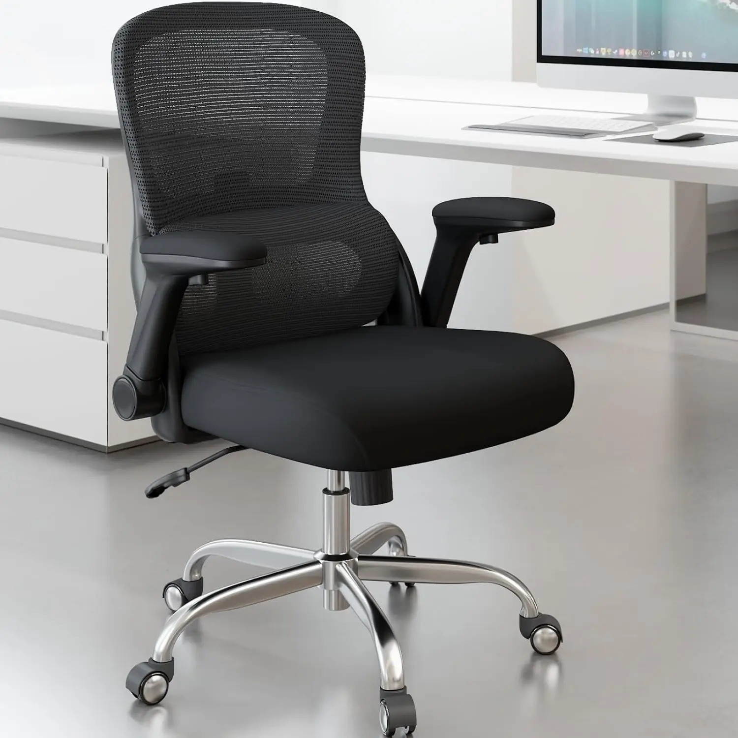 Office Chair Ergonomic Desk Chair Comfy: 400LBS Mesh Computer Chair Ergonomic Gaming Chairs with Wheels Adjustable Lumbar