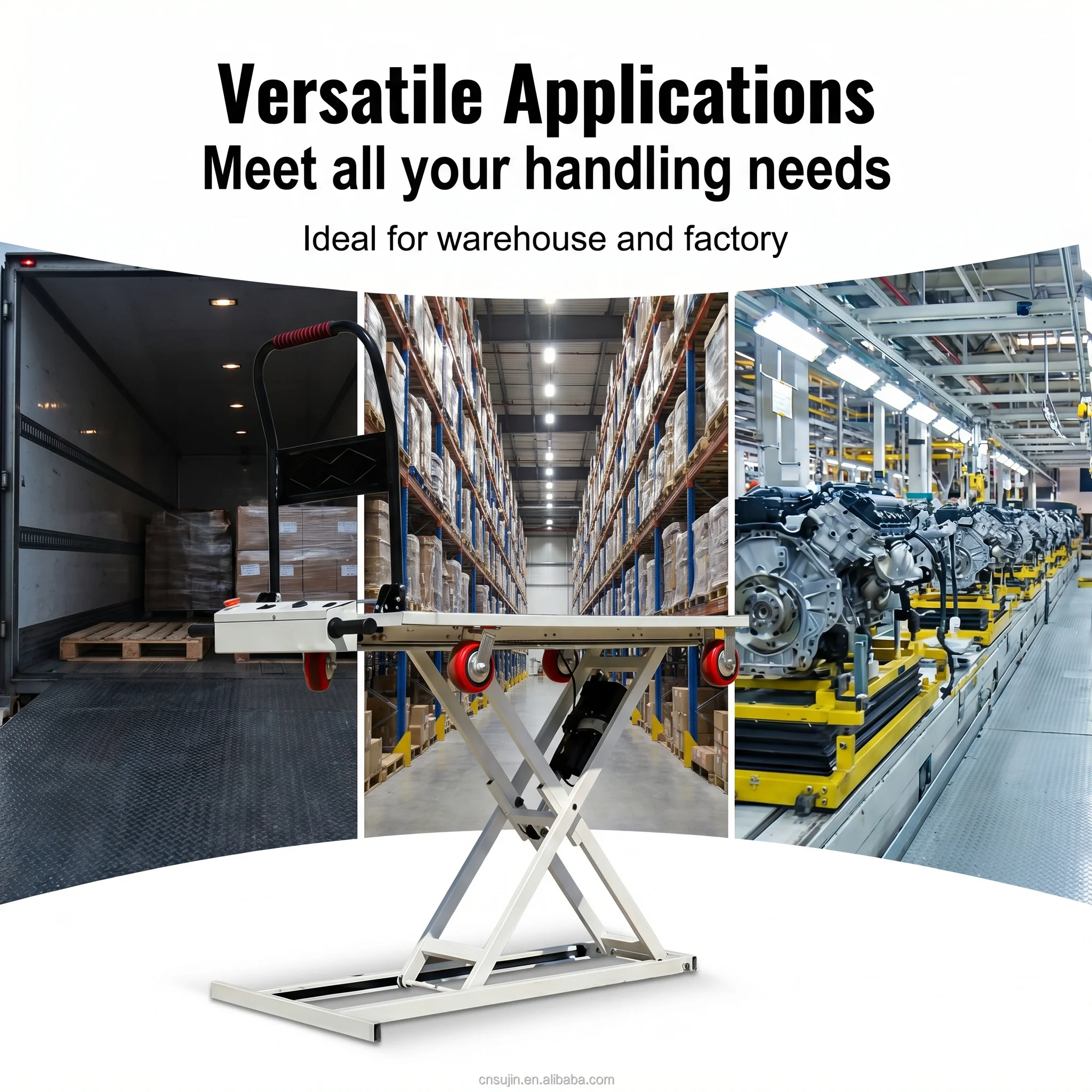 High Performance 3Ton Capacity Four-Wheel Metal Hydraulic Lift Trolley with OEM Support for Heavy Load Lifting Industrial Tools