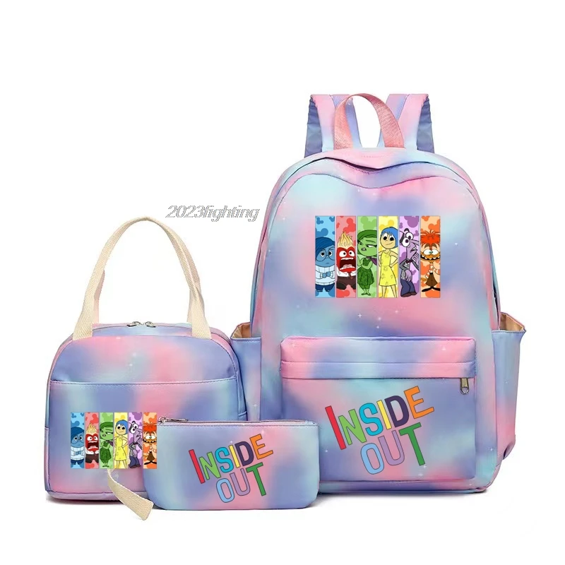 Inside out Backpack With Lunch Bags Student Back To Travel School Teenager Boys Girls School Bags Cartoon Casual Mochilas