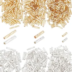 480pcs Twisted Beads Metallic Beads 6/9/12mm Glass Long Tube Seed Bead Loose Spacer Beads with 6 Container Bottles