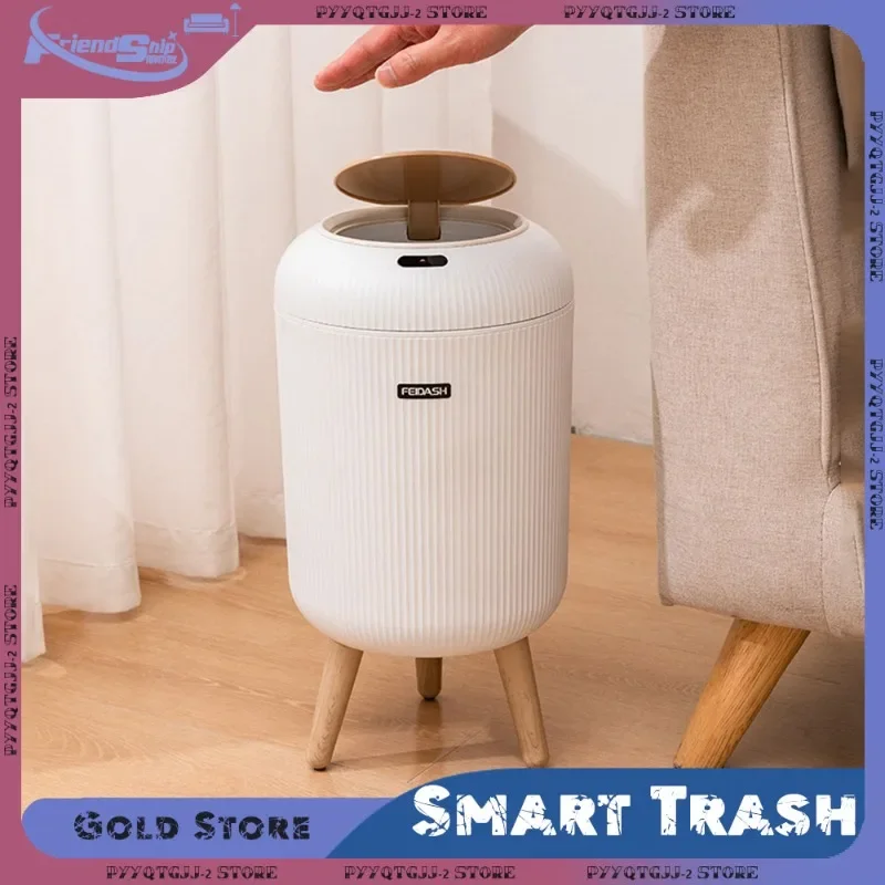 10L Smart Trash Can with Lid Round High Press Smart Storage Bucket Automatic Sensor Kitchen Bathroom Trash Bins Home Supplies