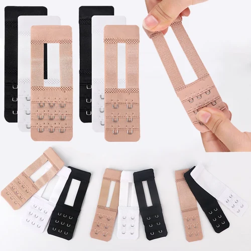 Imagen 2 del producto Extensores de nailon de 3 piezas para mujer y niña, extensores de hebilla de 3 filas, extensor de correa de sujetador, herramienta de alargamiento, accesorios íntimos de gancho