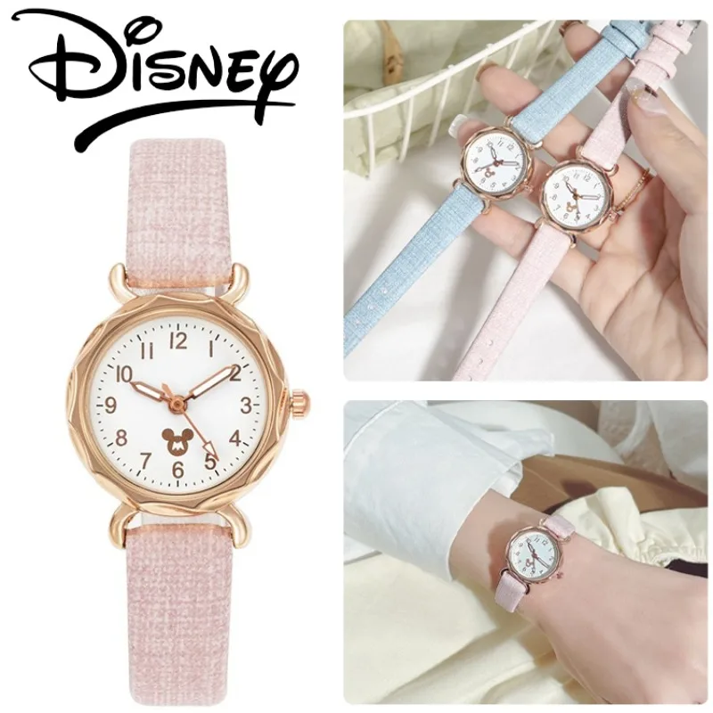 

Disney Mickey Mouse Watch Women Quartz Watches Cartoon Cute Girls Students' Clock Kawaii Kids Luxury Aesthetic Wristwatches Gift