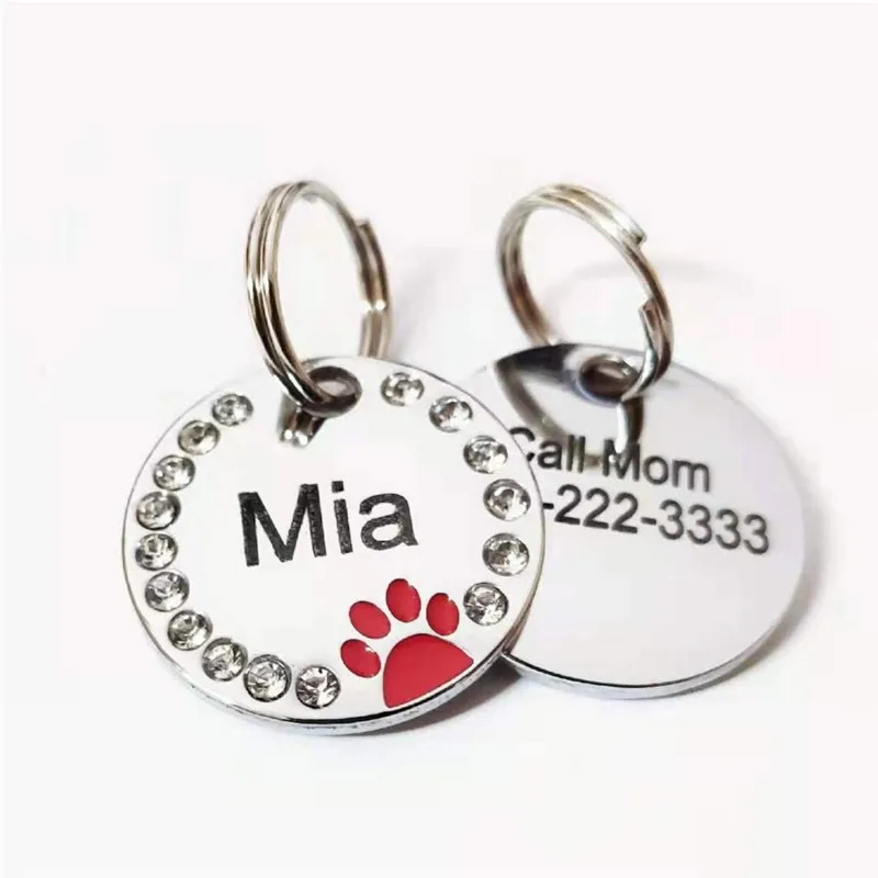 Etiqueta de identificación personalizada para perros y gatos, accesorios de Collar para mascotas, grabado personalizado, nombre de dirección