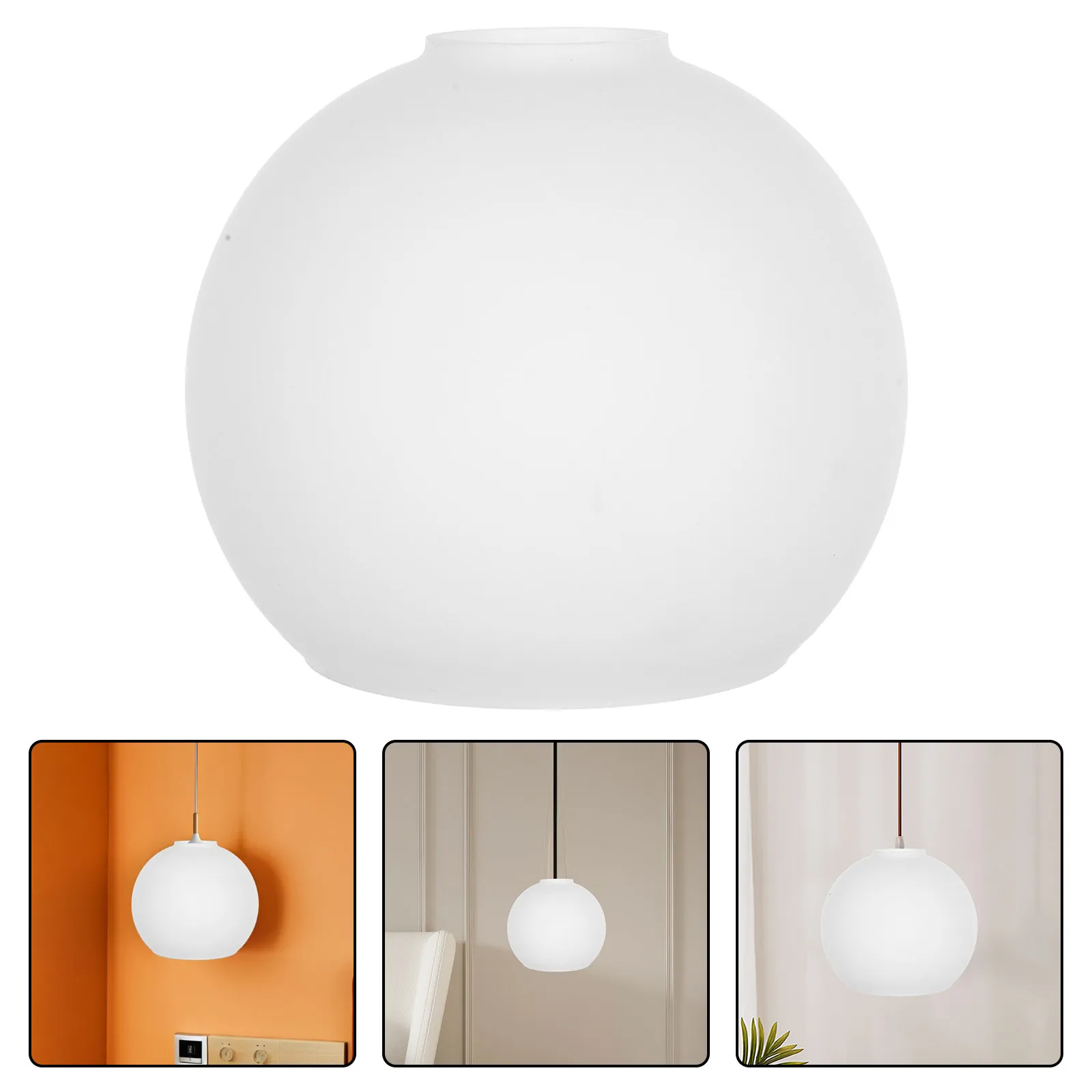 2Pcs White Glass Globe Lamp Shade Round Flat Opening 42Mm Fitter for Pendant Light Table Lamp Fixture Replacement Soft Ambient
