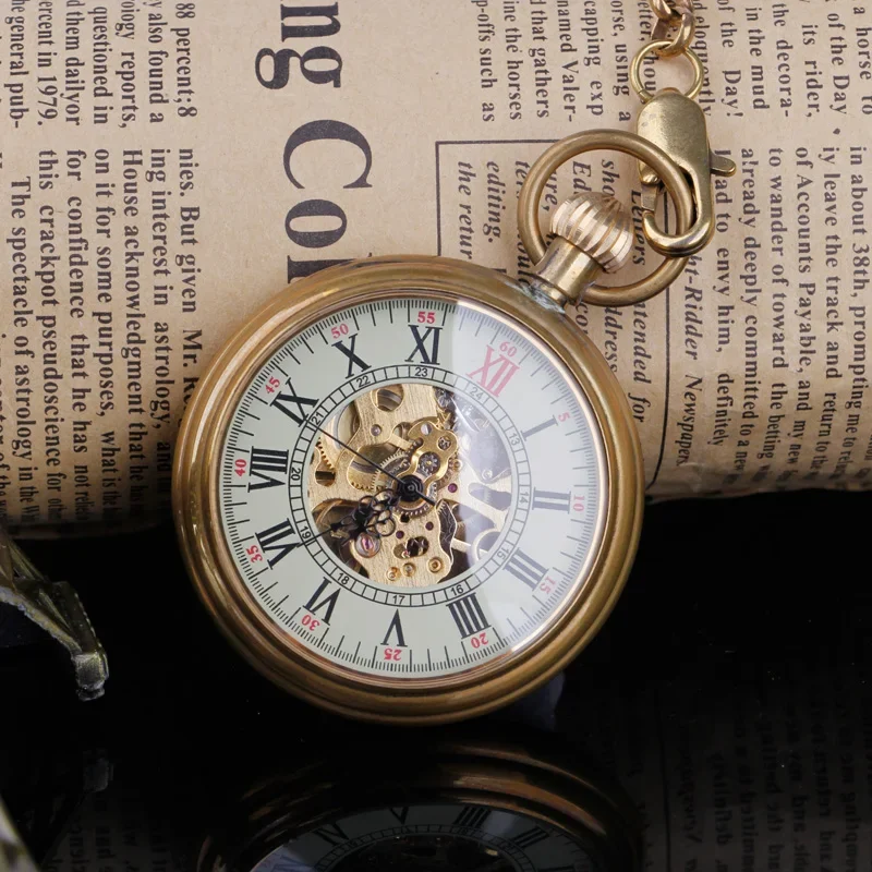 Reloj de bolsillo mecánico para hombre, cronógrafo con cadena, de alta calidad, Estilo Vintage antiguo, DeBolso, PJX049