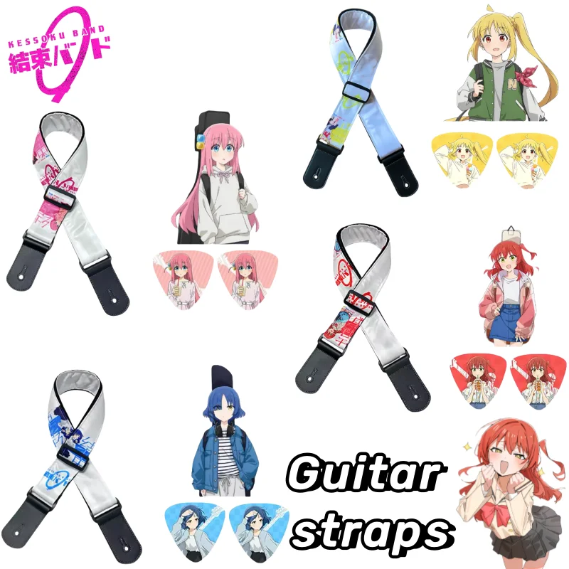 Bocchi The Rock Gotoh Hitori Kita Ikuyo Ijichi Nijika Aa 2D Anime Peripherals Cartoon Print Guitar Strap High-Value Decoration