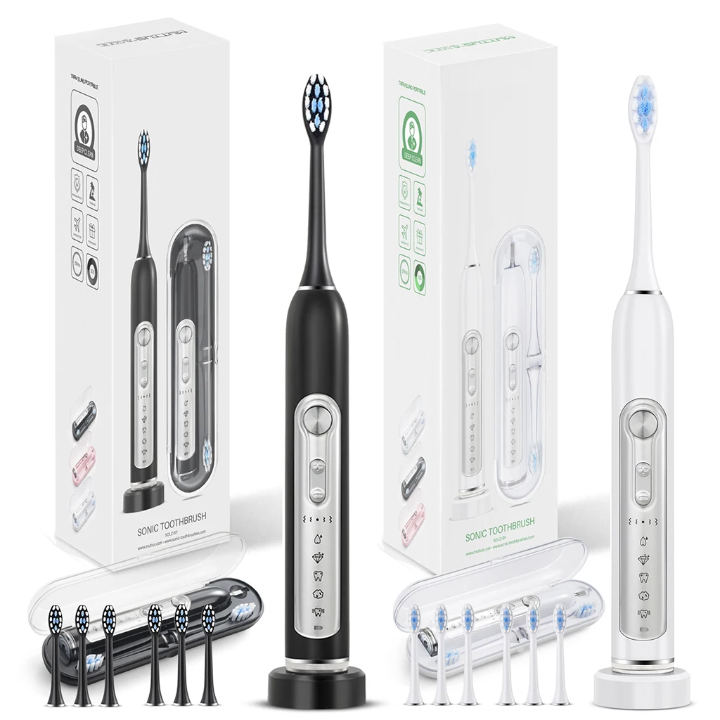 SUBORT S7 Super Sonic Electric Toothbrushes for Adult Kid Smart Timer Whitening Toothbrush IPX7 Waterproof Replaceable Heads Set