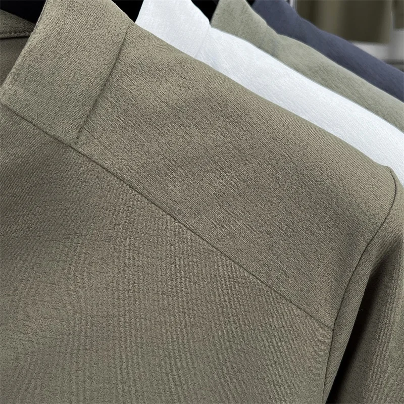 Neues Einfarbiges Herren-T-Shirt mit Stehkragen und Aufdruck, Herbst-Trend, Halber Reißverschluss, Langarm-Oberteil, Lässige Vielseitige Herrenbekleidung – Detail 4