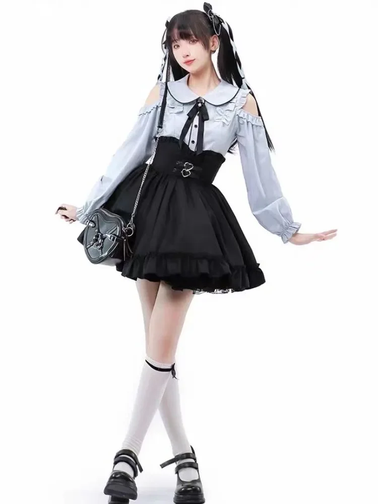 2024 japanische schwarze kurze Rock Vintage Gothic gekräuselte Miniröcke Lolita Harajuku Ballkleid Faldas Y2K ästhetische Plissee Kuchen