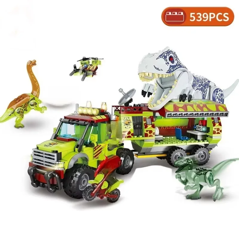 

Новинка 2025, динозавр Юрского периода, мир приключений, сделай сам, строительные блоки, экспедиционная команда Рекс, транспортный грузовик, фигурки, кирпичная игрушка в подарок