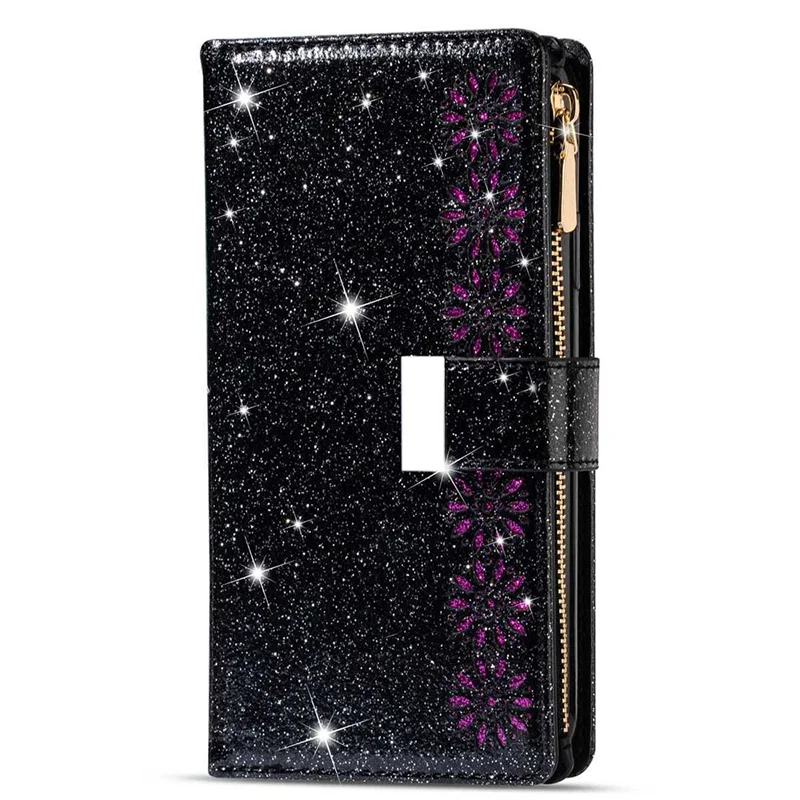 Bling Women Wallet Leather Phone Case For iPhone 15 14 13 12 11 Pro Max XS Max 7 8 Plus Card Holder Zipper Flip Purse Cover